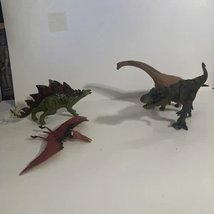 Lot Of 4 Dinosaur Toys T-Rex, Stegosaurus, Pterodactyl And Brachiosaurus - Picture 1 of 24