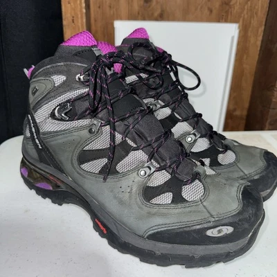 Salomon Comet 3D GTX Hiking Boots Women’s Size 10 Gray/black/purple - Image 1 of 4