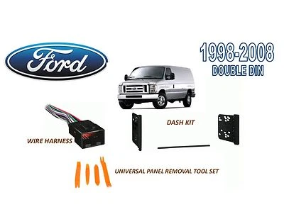 1998-2008 FORD ECONOLINE FULL SIZE VAN DOUBLE DIN INSTALL DASH KIT, WIRE HARNESS - Image 1 of 2