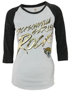 Jacksonville Jaguars NFL Juniors Rocker 3/4 Sleeve Shirt Top - White / Gray - Picture 1 of 6