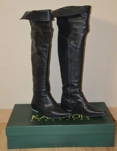 Bottes cuissardes en cuir noir KARSTON P 37 1/2 - Picture 1 of 11