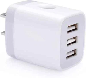 USB Wall Charger Adapter 18W/3Amp Fast Multiple 3-Ports USB Plug Charger Block - Picture 1 of 8