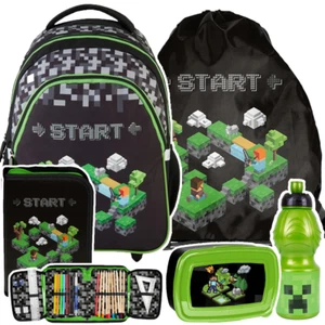 Game Pixel  Schulranzen Schulrucksack Trolley Koffer  5 Teile Set  Minecraft - Bild 1 von 2
