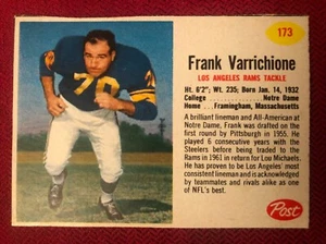 1962 Post Football #173 Frank Varrichione, LA Rams - Picture 1 of 2