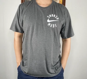Nike Tee Shortsleeve T-Shirt Men's XL Crew Neck Gray Swoosh Made Athletic Cut - Picture 1 of 9