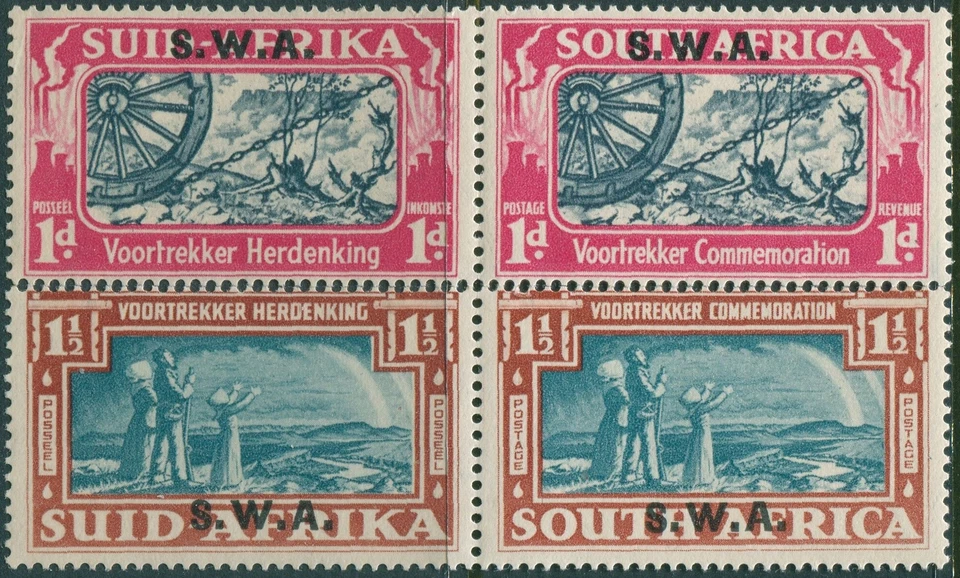 South West Africa 1938 SG109-110 Voortrekker bilingual pairs set MLH - Image 1 of 1