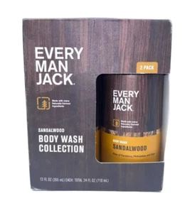 Every Man Jack Sandalwood Body Wash Bath & Shower Gel 12 FL. OZ. 2 Bottles Pack - Picture 1 of 1