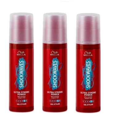 3x 100ml Wella Shockwaves Ultra Strong Power Hold Gel Styler Langzeit Haargel - Bild 1 von 4