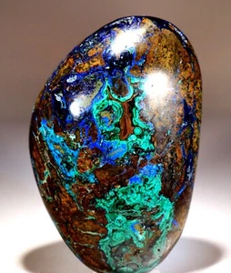 381 g 3.95" Sharp Polished Free Form Azurite Malachite Chrysocolla, Peru! AZS304 - Picture 1 of 6