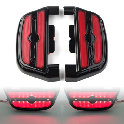 Red Led Light Passenger Footboard Floorboard Cover For Harley Touring Road King Foto 1 de 4