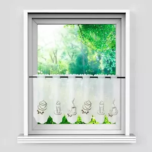 Scheibengardine Gardinen Küche Bistrogardine Kurzstores Transparent Weiß Kaffee - Bild 1 von 6