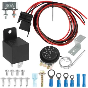 Adjustable 12V Electric Radiator Fan Thermostat 3-Pin Control Relay Wire Kit⇕ - Picture 1 of 11