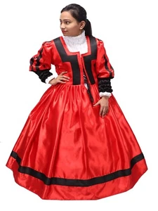 Princess Renaissance Royal Dress, Renfair Queen Dress,Red Fairy Gown& Chemise - Picture 1 of 22