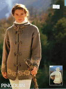 Paper KNITTING PATTERN, Pingouin Authentique Chunky 91.398 ~ Hooded Jacket - Picture 1 of 2