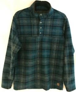 JOHN WAYNE “Wooly Fleece” Men’s Size S Pullover Sweater ¼ Snap Blue Plaid NWT - Picture 1 of 10