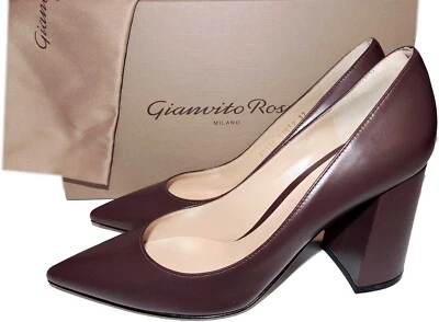 Zapatos de salón Gianvito Rossi punta Piper en ROYALE BURGUNDY tacones en bloque talla 37 Foto 1 de 4