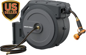 AW40 Retractable Hose Reel 5/8" X 90 Ft Wall Mounted Garden Hose Reel Heavy Duty - Picture 1 of 6