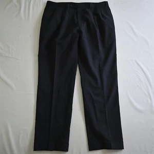 Jos A Bank 36x30 Navy Blue 100% Wool Pleated Cuffed Mens Dress Pants - Picture 1 of 9