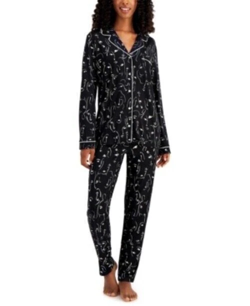 Conjunto de contorno facial de pijama estampado ultra suave Alfani para mujer 2XL Foto 1 de 1