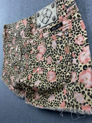 Pantalones Cortos Miss Me Para Mujer Talla 27 Estampado Floral Guepardo Sarga Puntada Gruesa Corte Foto 1 de 4