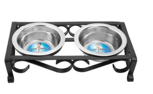 Indipets Decorative Wrought Iron Dog Diner - x2 Bowls [Medium] - Picture 1 of 1