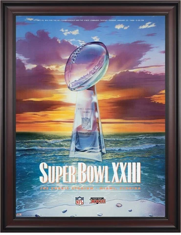 1989 49ers vs Bengals 36x48 Framed Canvas Super Bowl XXIII Program Cover