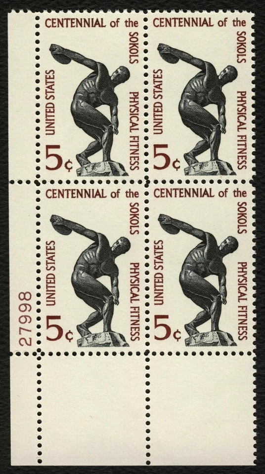 #1262 5c Centennial of the Sokols, Plate Block [27998 LL] **ANY 5=FREE SHIP** - Image 1 of 1