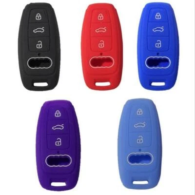 Fit Audi A6 A7 A8 S8 Q8 Smart Remote Key Fob 3 Button Silicone Skin Case Cover - Image 1 of 4