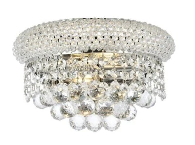 Crystal Wall Sconce Light Fixture Chrome Bedroom Dining Living Room or Foyer 12" - Image 1 of 4