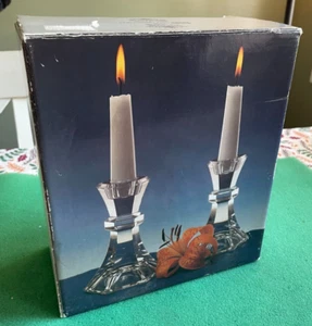 Vintage VIENNA BY INN CRYSTAL Austria 24% Lead Crystal Candle Holders Pair NEW - Picture 1 of 3