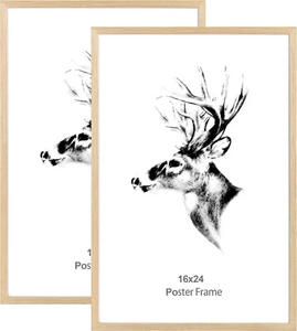 Yaetm 16x24 Frame Set of 2, Solid Oak Wood Poster Frame 16 x 24 inches, Wall Gal - Picture 1 of 10