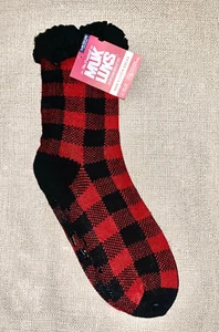 Neu! Herren rot/schwarz gemütliche MUK LUKS "Cabin SOCKEN" Gr. L/XL 11-13 Neu mit Etikett - Bild 1 von 2