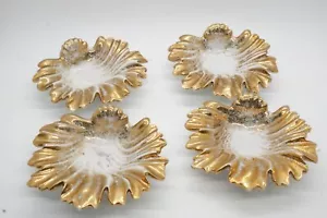 "Juego de 4 China Individual Tuerca/Caramelo Blanco De Colección con Borde Hoja Dorada 4" - Imagen 1 de 3
