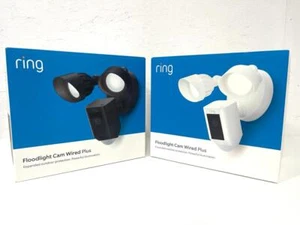 Ring Floodlight Cam Wired Plus | Outdoor Surveillance Camera Flood Light Siren - Picture 1 of 10