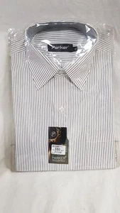 Parker Designer Wear Men's XL White w/ Black/Gray Strips Formal Button Down Shir - Picture 1 of 8