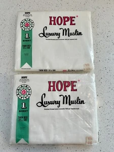 2 ~ Vintage Sealed Packages HOPE Luxury Muslin Twin Size Flat Sheets - 72 x 108 - Picture 1 of 5
