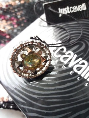 JUST CAVALLI Ring Logo Ring Just Rich silber Edelstahl Strass 26mm Gr. 54 17,2mm - Bild 1 von 4