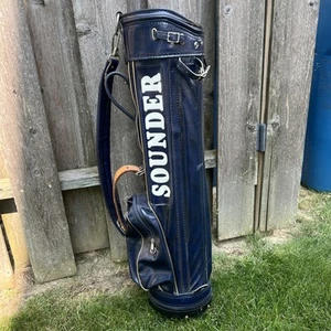 RARE Vintage Burton MFG. CO. SOUNDER Golf Bag Jasper Alabama All Leather - Picture 1 of 9