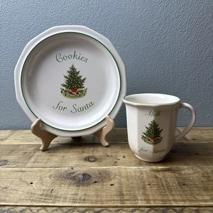 PFALTZGRAFF Cookies for Santa Heritage White Stoneware Cup and Plate Set Vintage - Picture 1 of 10