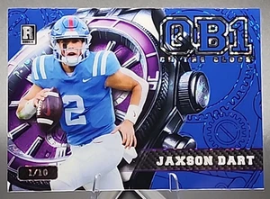Jaxson Dart 1/10 2024 Wild Card QB1 Rookie RC púrpura azul lámina NY Giants SSP - Imagen 1 de 2