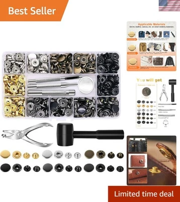 Kit Completo de Cuero a Presión: 120 Juegos con Herramientas Setter en Caja de Almacenamiento Transparente Foto 1 de 4