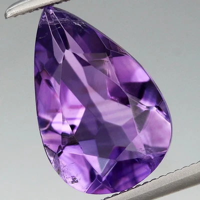 2.48ct t.w Natural Untreated Purple Amethyst Gemstone 11.9x7.8mm Pear, Uruguay - Image 1 of 4