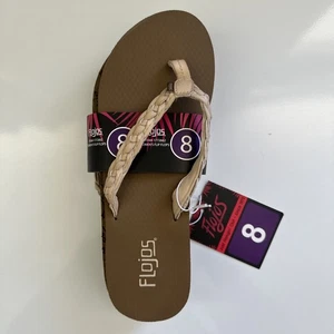 Flojos Damen ELFENBEIN GEFLOCHTEN Flip Flops Sandalen Zehentrenner BRAUN/ELFENBEIN GRÖSSE 8 - Bild 1 von 5