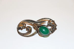 ANTIKE BROSCHE STERLINGSILBER JADEIT - Bild 1 von 2