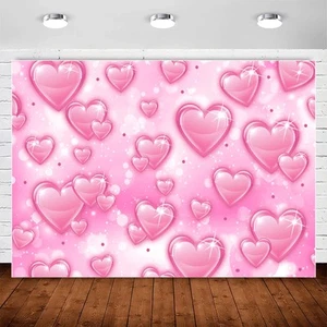 Pink Heart Early 2000s Backdrop Y2K Party Decorations,90s Old School Backdrop... - Picture 1 of 7