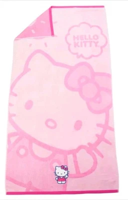 Hello Kitty Pink Beach Towel 34"x63" Sanrio 100% Cotton Embroidered Applique NWT - Image 1 of 2