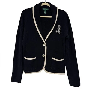 Blazer maglione donna Ralph Lauren logo crest taglia L cotone preppy old money - Foto 1 di 5