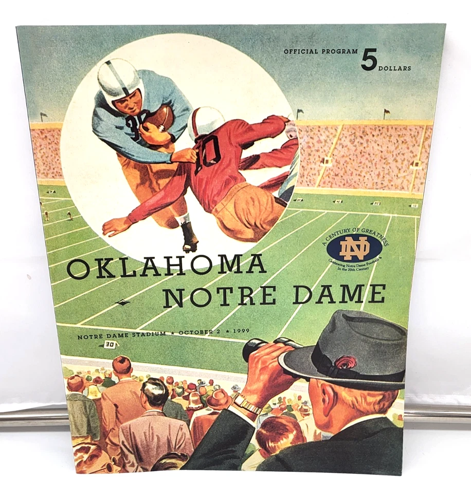 NOTRE DAME vs.  OKLAHOMA - COLLEGE FOOTBALL PROGRAM - 1999 -  MINT - Image 1 of 1