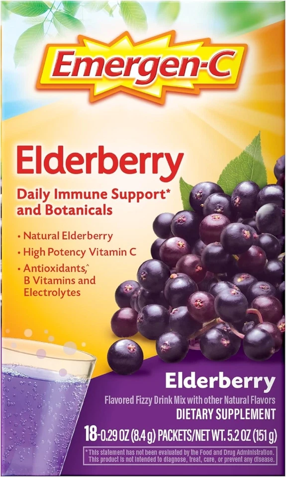 Emergen-C Elderberry Vitamin C Immune Support 18 Packets