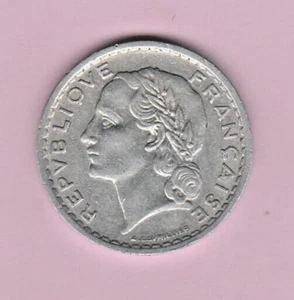 1947 Five Franc Aluminum Coin from France - Nice Coin See Scans You Grade - Picture 1 of 2